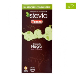 Bezglutenowa czekolada gorzka bez dodatku cukru 100 g Stevia Torras