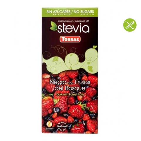 Bezglutenowa czekolada z owocami leśnymi bez dodatku cukru 125 g Stevia Torras