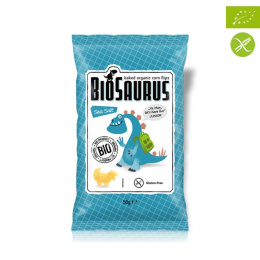 BioSaurus! Bezglutenowe chrupki kukurydziane z solą morską BIO 50g Cibi