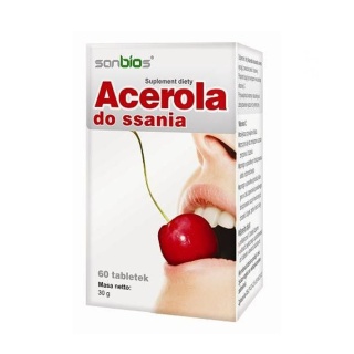 Acerola do ssania, naturalna witamina C 60 tabletek (500 mg) Sanbios