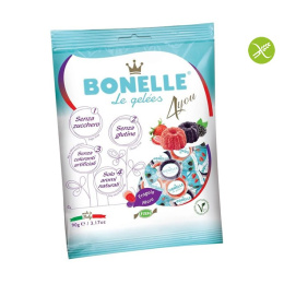 Bonello — bezglutenowe wegańskie żelki bez dodatku cukru o smaku jeżyny i truskawki 90 g Bonelle