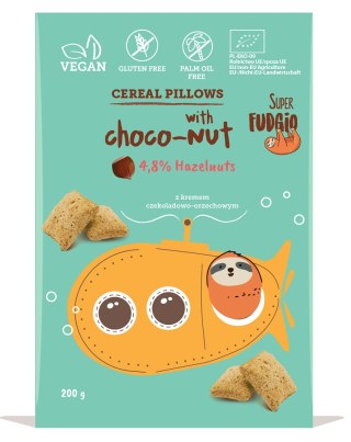 PODUSZKI ZBOŻOWE Z KREMEM CZEKOLADOWO - ORZECHOWYM BEZGLUTENOWE BIO 200 g - ME GUSTO (SUPER FUDGIO)
