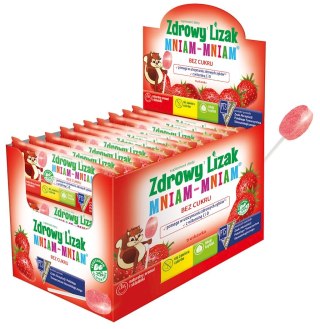 LIZAK O SMAKU TRUSKAWKOWYM Z WITAMINĄ D I C BEZ CUKRU BEZGLUTENOWY 6 g - MNIAM MNIAM STARPHARMA