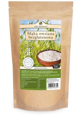 MĄKA OWSIANA BEZGLUTENOWA BIO 500 g - PIĘĆ PRZEMIAN