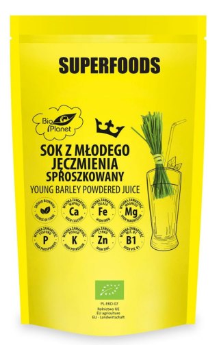 SOK Z MŁODEGO JĘCZMIENIA SPROSZKOWANY BIO 150 g - BIO PLANET SUPERFOODS