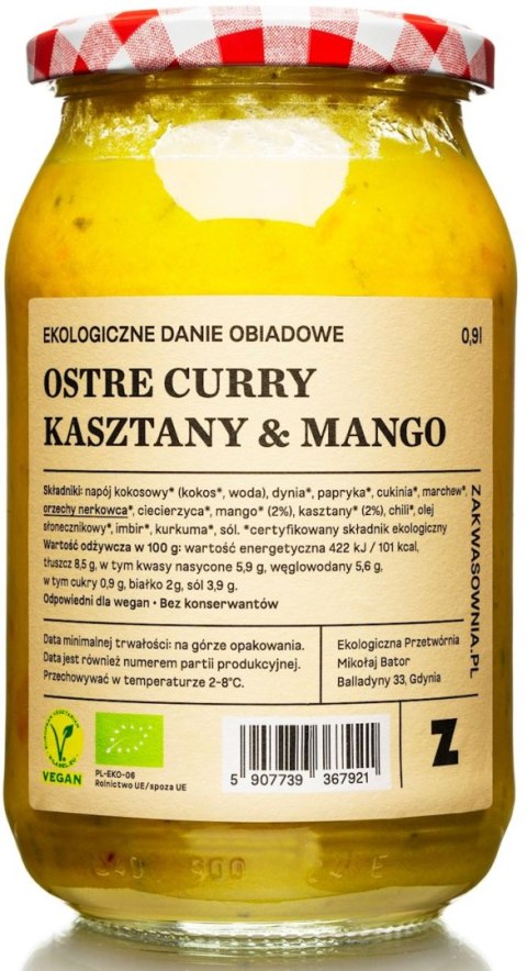 CURRY OSTRE Z MANGO I KASZTANAMI BIO 900 ml - DELIKATNA (ZAKWASOWNIA)