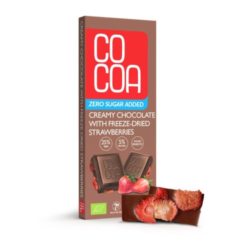 CZEKOLADA CREAMY Z TRUSKAWKAMI BEZ DODATKU CUKRU BIO 40 g - COCOA