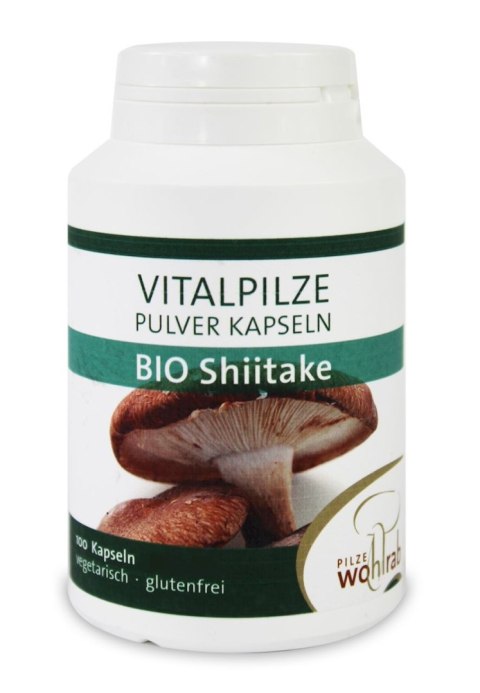 GRZYBY SHIITAKE (TWARDNIK JAPOŃSKI) BIO (500 mg) 100 KAPSUŁEK - PILZE WOHLRAB