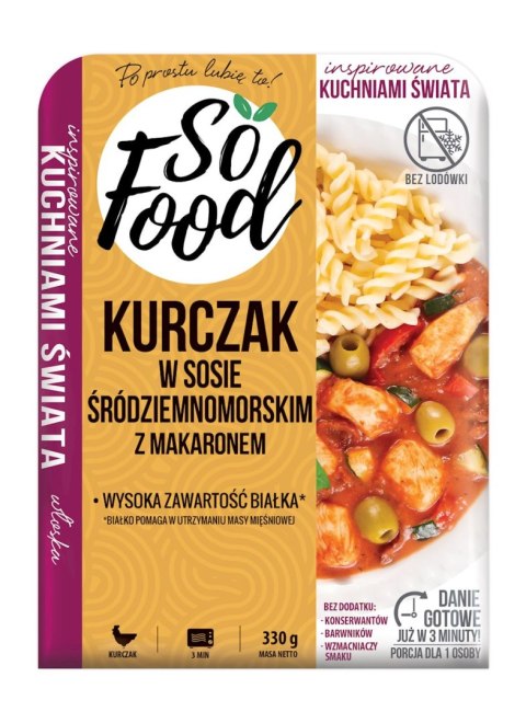 KURCZAK Z MAKARONEM W SOSIE ŚRÓDZIEMNOMORSKIM 330 g - SO FOOD