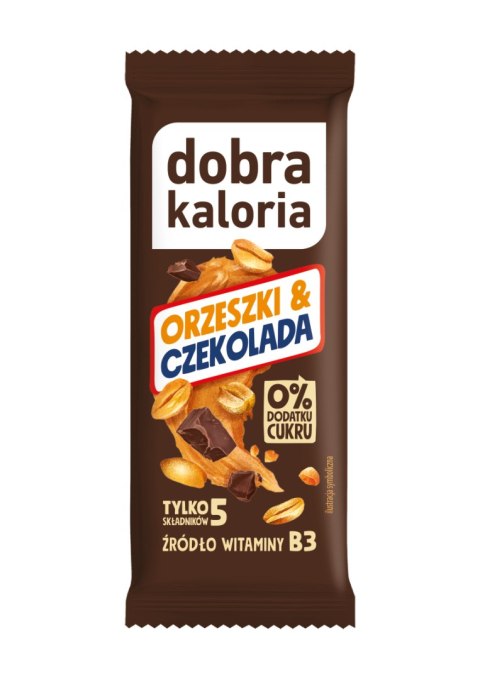 BATON DAKTYLOWY ORZESZKI & CZEKOLADA BEZ DODATKU CUKRÓW 35 g - DOBRA KALORIA