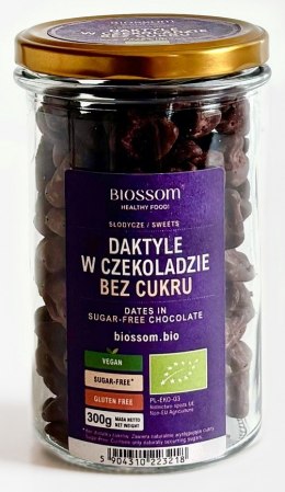 DAKTYLE W CZEKOLADZIE BEZ DODATKU CUKRU BEZGLUTENOWE BIO 300 g - BIOSSOM