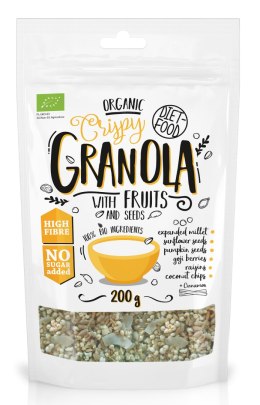 GRANOLA OWOCOWA Z NASIONAMI BIO 200 g - DIET-FOOD