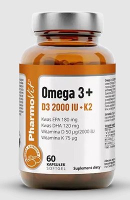 OMEGA 3 + WITAMINY D3 + K2 BEZGLUTENOWE 60 KAPSUŁEK - PHARMOVIT (CLEAN LABEL)