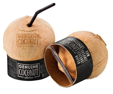 Przecena KOKOS BIO Z ZAWLECZKĄ I SŁOMKĄ (około 0,50 kg) - GENUINE COCONUT