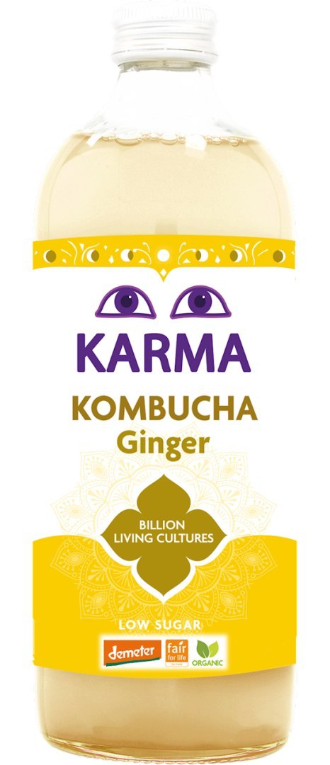 KOMBUCHA Z IMBIREM NISKA ZAWARTOŚĆ CUKRÓW FAIR FOR LIFE DEMETER BIO 1 L - KARMA KOMBUCHA