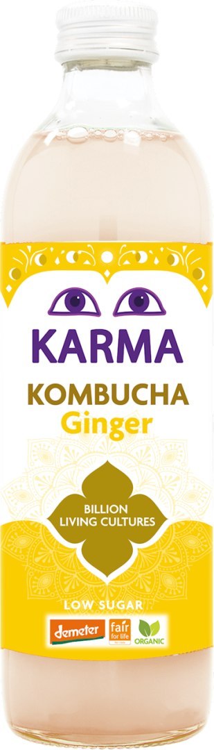 KOMBUCHA Z IMBIREM NISKA ZAWARTOŚĆ CUKRÓW FAIR FOR LIFE DEMETER BIO 500 ml - KARMA KOMBUCHA