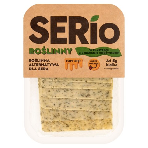 ROŚLINNA ALTERNATYWA SERA Z CZOSNKIEM NIEDŹWIEDZIM PLASTRY 100 g - SERIO ROŚLINNA ALTERNATYWA SERA Z CZOSNKIEM NIEDŹWIEDZIM PLASTRY 100 g - SERIO