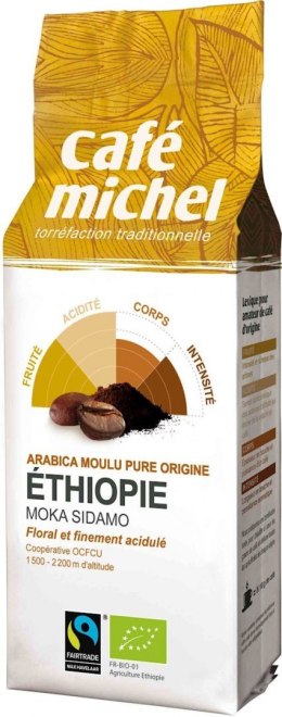 KAWA MIELONA ARABICA 100 % MOKA SIDAMO ETIOPIA FAIR TRADE BIO 250 g - CAFE MICHEL