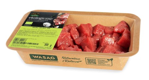 MIĘSO GULASZOWE WOŁOWE SUROWE BIO 300 g - WASĄG (NA ZAMÓWIENIE)