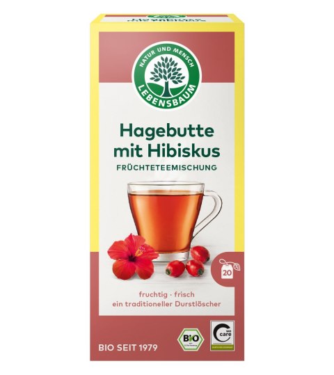 HERBATKA DZIKA RÓŻA Z HIBISKUSEM BIO (20 x 2,5 g) 50 g - LEBENSBAUM