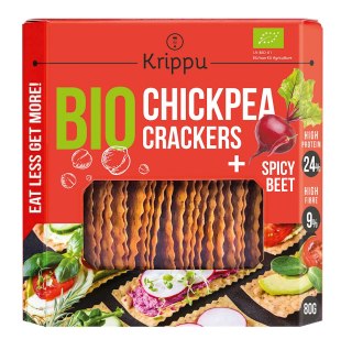 KRAKERSY PROTEINOWE Z CIECIERZYCY PIKANTNE Z BURAKIEM BIO 80 g - KRIPPU