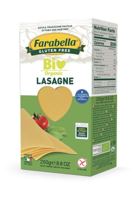 MAKARON (KUKURYDZIANO - RYŻOWY) LASAGNE BEZGLUTENOWY BIO 250 g - FARABELLA