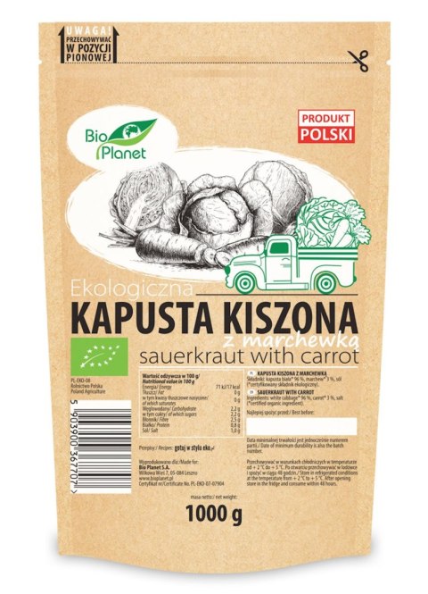 Przecena KAPUSTA KISZONA Z MARCHEWKĄ BIO 1 kg (DOYPACK) - BIO PLANET
