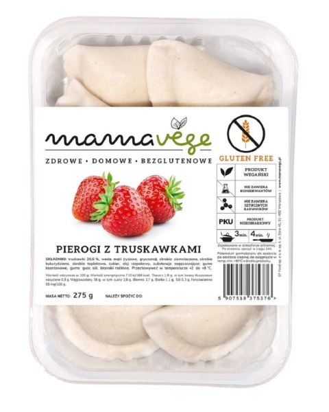 Przecena PIEROGI Z TRUSKAWKAMI BEZGLUTENOWE 275 g - MAMA VEGE