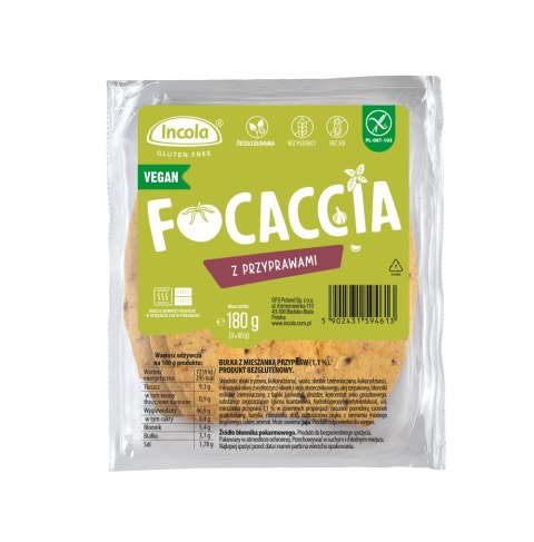 BUŁKI FOCACCIA Z PRZYPRAWAMI BEZGLUTENOWE (3 szt.) 180 g - INCOLA
