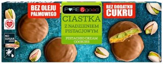 CIASTKA Z NADZIENIEM PISTACJOWYM W CZEKOLADZIE MLECZNEJ BEZ DODATKU CUKRÓW 96 g - PURE&GOOD