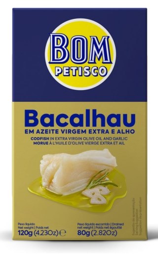 DORSZ Z CZOSNKIEM W OLIWIE Z OLIWEK EXTRA VIRGIN 120 g (80 g) - BOM PETISCO