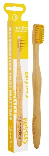 SZCZOTECZKA DO ZĘBÓW BAMBUSOWA ŚREDNIO TWARDA ŻÓŁTA - NORDICS