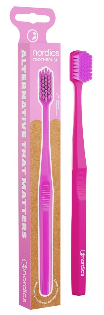 SZCZOTECZKA DO ZĘBÓW Z TWORZYWA PLA 6580 MIĘKKA RÓŻOWA - NORDICS