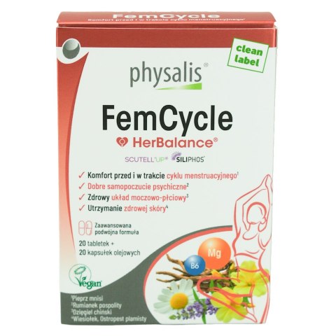 20 TABLETEK + 20 KAPSUŁEK NA CYKL MENSTRUACYJNY (FEMCYCLE) - PHYSALIS (HERBALANCE)