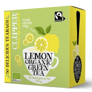 HERBATA ZIELONA Z CYTRYNĄ FAIR TRADE BIO (50 x 1,85 g) 92,5 g - CLIPPER
