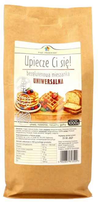 MIESZANKA UNIWERSALNA BEZ DODATKU CUKRÓW BEZGLUTENOWA 1 kg - PIĘĆ PRZEMIAN