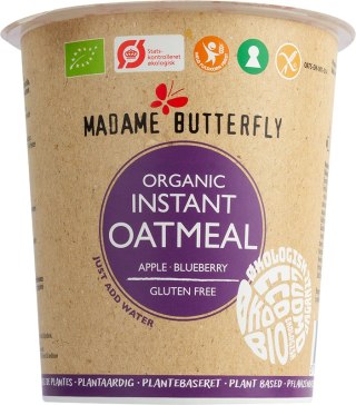OWSIANKA BŁYSKAWICZNA JABŁKO - JAGODA BEZGLUTENOWA BIO 55 g - MADAME BUTTERFLY