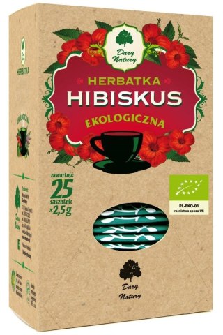 Przecena HERBATKA HIBISKUS BIO (25 x 2,5 g) 62,5 g - DARY NATURY