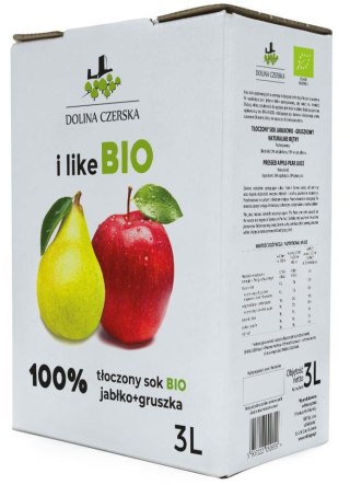 Przecena SOK JABŁKOWO - GRUSZKOWY NFC BIO 3 L - DOLINA CZERSKA