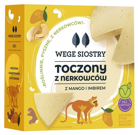 Przecena WEGAŃSKA ALTERNATYWA SERA Z ORZECHÓW NERKOWCA Z MANGO I IMBIREM BEZGLUTENOWA 140 g - WEGE SIOSTRY
