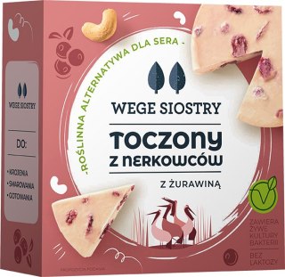 Przecena WEGAŃSKA ALTERNATYWA SERA Z ORZECHÓW NERKOWCA Z ŻURAWINĄ BEZGLUTENOWA 140 g - WEGE SIOSTRY