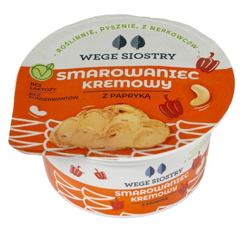 WEGAŃSKA ALTERNATYWA SERKA TWAROGOWEGO Z ORZECHÓW NERKOWCA Z PAPRYKĄ BEZGLUTENOWA 130 g - WEGE SIOSTRY