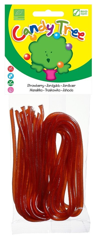 ŻELKI NITKI TRUSKAWKOWE BEZGLUTENOWE BIO 75 g - CANDY TREE