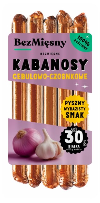 KABANOSY CEBULOWO - CZOSNKOWE ROŚLINNE 160 g - BEZMIĘSNY