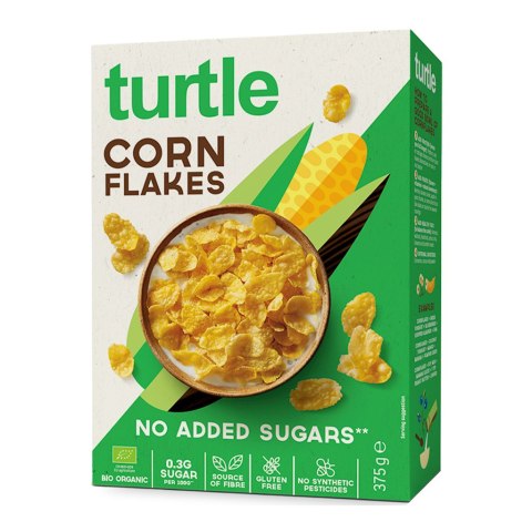 PŁATKI KUKURYDZIANE BEZ CUKRU BEZGLUTENOWE BIO 375 g - TURTLE