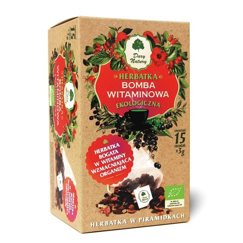 HERBATKA BOMBA WITAMINOWA PIRAMIDKI BIO (15 x 3 g) 45 g - DARY NATURY HERBATKA BOMBA WITAMINOWA PIRAMIDKI BIO (15 x 3 g) 45 g - DARY NATURY