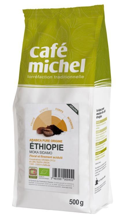 KAWA ZIARNISTA ARABICA 100 % MOKA GUJI ETIOPIA FAIR TRADE BIO 500 g - CAFE MICHEL