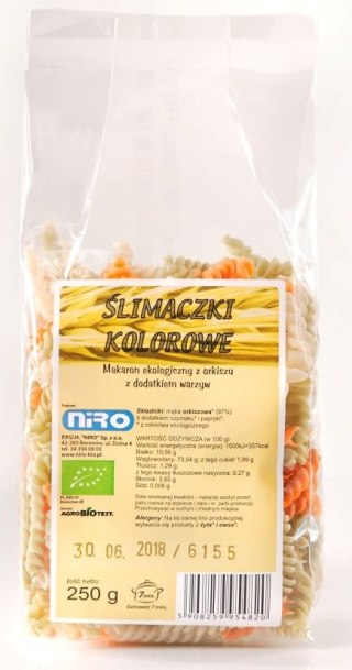 MAKARON (ORKISZOWY TRÓJKOLOROWY) ŚLIMACZKI BIO 250 g - NIRO