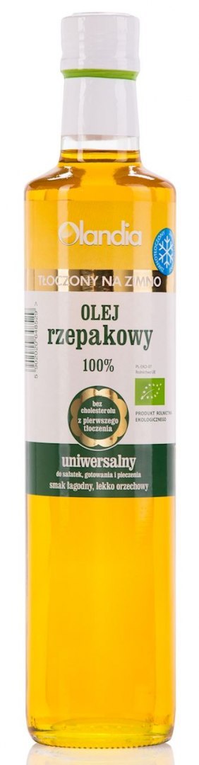 OLEJ Z ZARODKÓW RZEPAKU UNIWERSALNY TŁOCZONY NA ZIMNO OMEGA-3 BIO 500 ml - OLANDIA