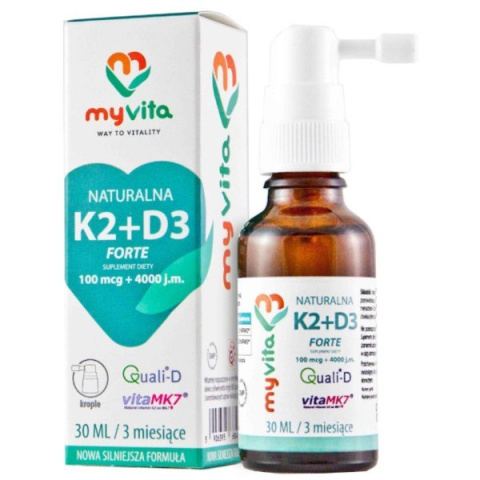 Witamina K2 100 Mcg Mk 7 Z Natto D3 2 000 Jm W Kroplach Forte 35 Ml Kuracja 3 Miesięczna My Vita